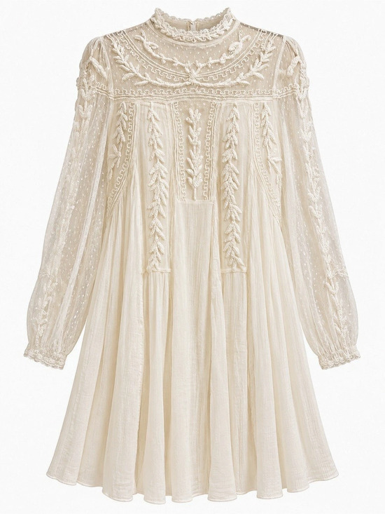 Free People Dresses & Skirts - Free People Embroidered Mini Dress in Cream New With Tags